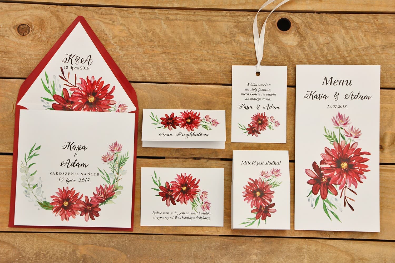 Zestaw Próbek z Daliami i Eukaliptusem | Próbki Zaproszeń Ślubnych | Kalia nr 5