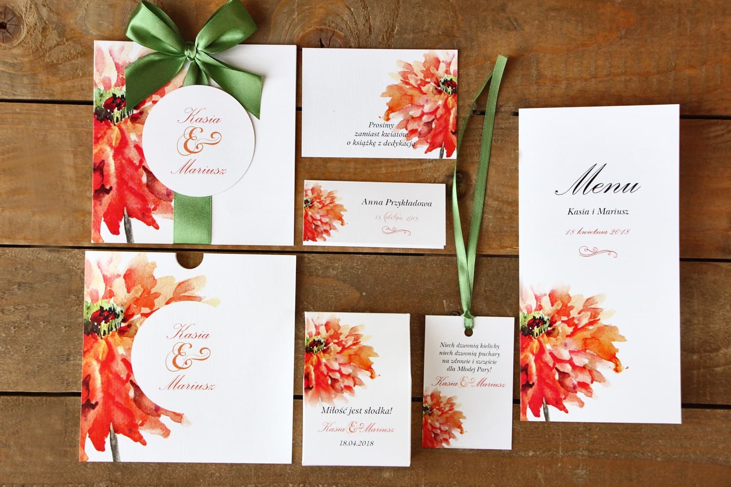 Próbki Papeterii Ślubnej, Zestaw z Bonem | Próbki Zaproszeń Ślubnych Kwiatowe | Malowane Kwiaty nr 5