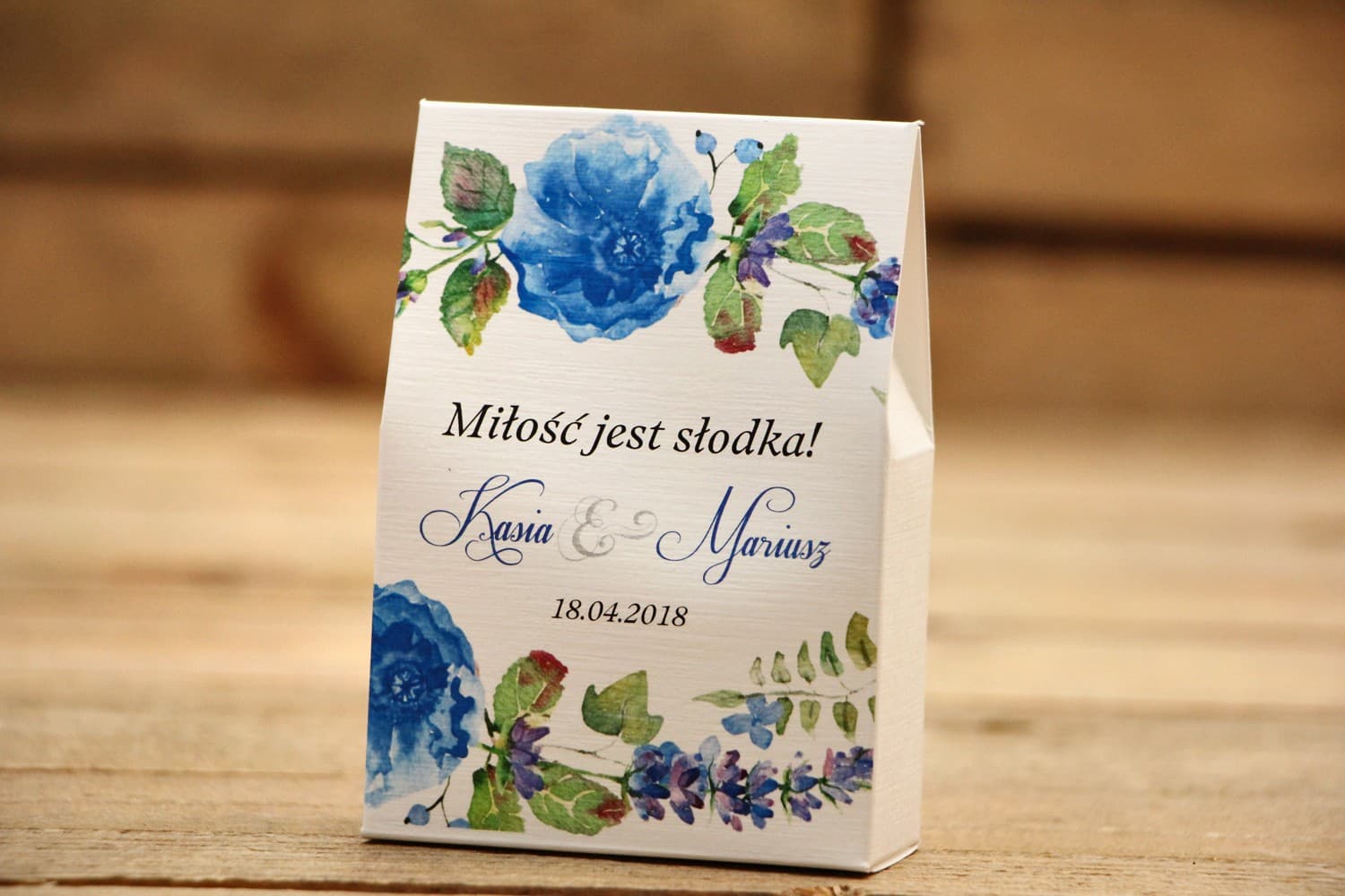 Pudełeczka z cukierkami na podziękowania dla gości | Upominki Weselne Chabrowe Kwiaty | Malowane Kwiaty nr 13