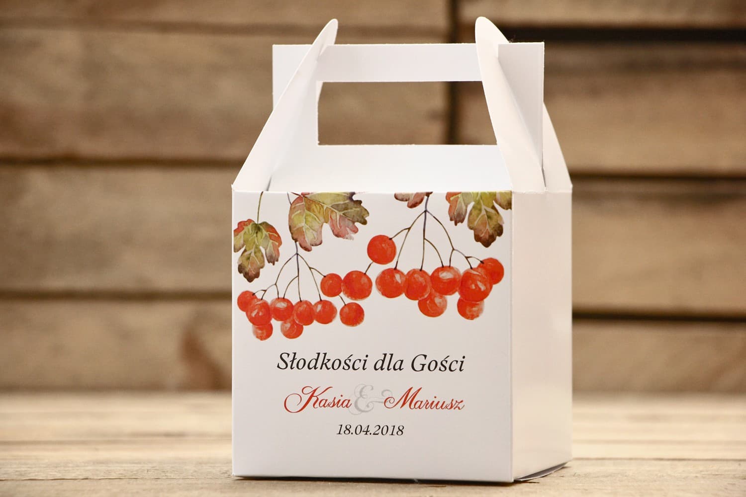 Pudełka na ciasto weselne z rączką Akwarela | Personalizowane podziękowania dla gości | Malowane Kwiaty nr 16