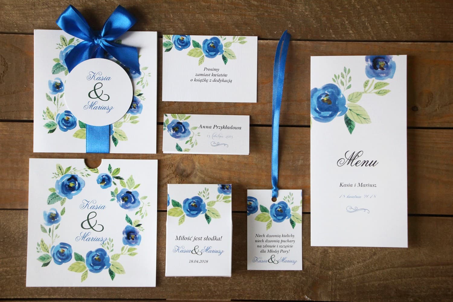 Próbki Zaproszeń Ślubnych Kwiaty Akwarela, Zestaw | Próbki Papeterii Ślubnej | Malowane Kwiaty nr 23
