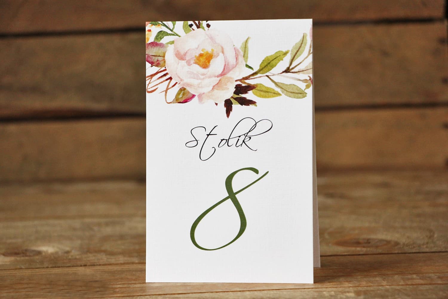 Numerki na Stół Weselny Pastelowe Piwonie | Numeracja Stołów Stojąca | Malowane Kwiaty nr 28