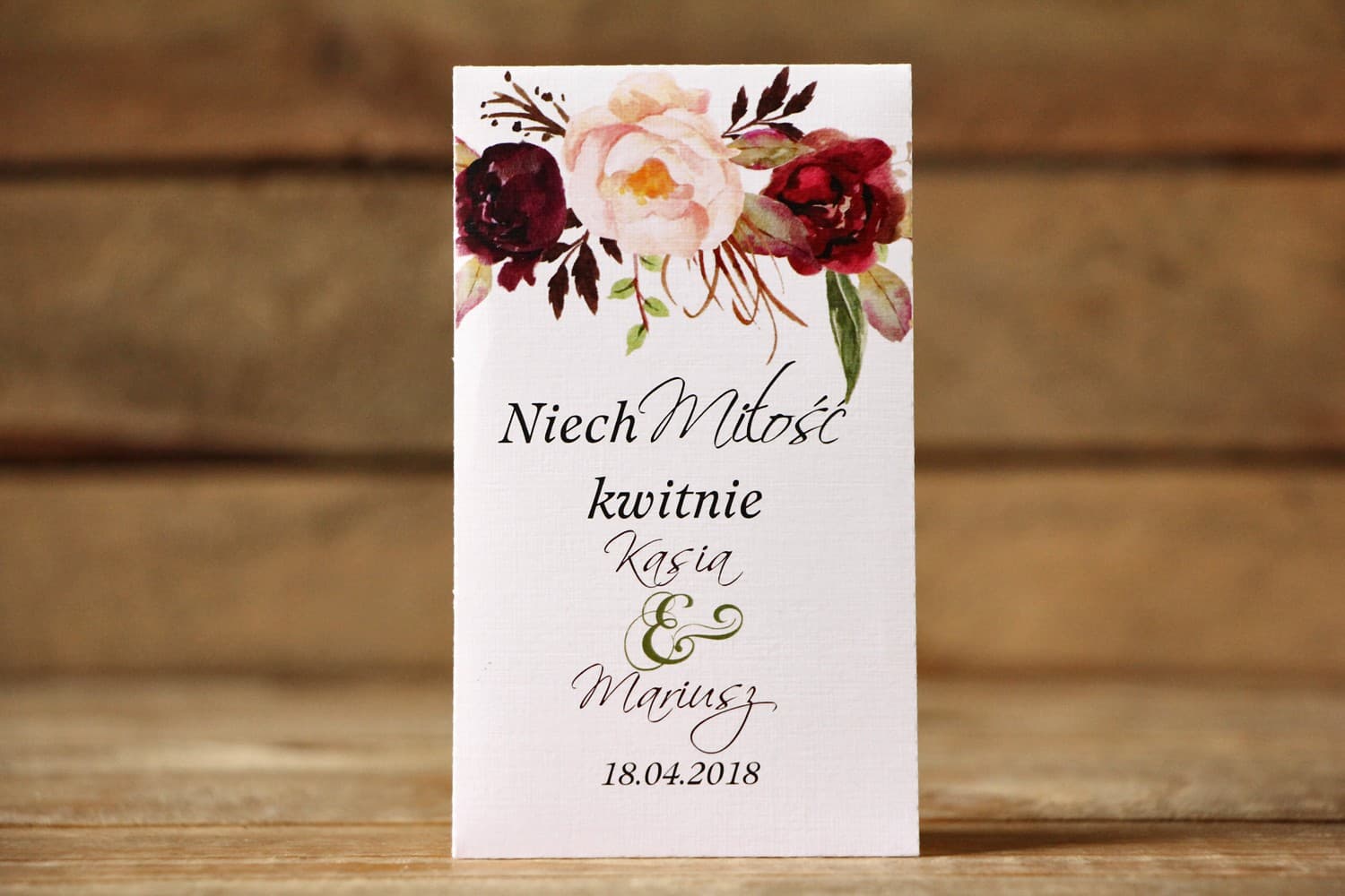 Nasiona Niezapominajki Prezent dla Gości z Piwoniami | Podziękowania dla Gości Weselnych | Malowane Kwiaty nr 29