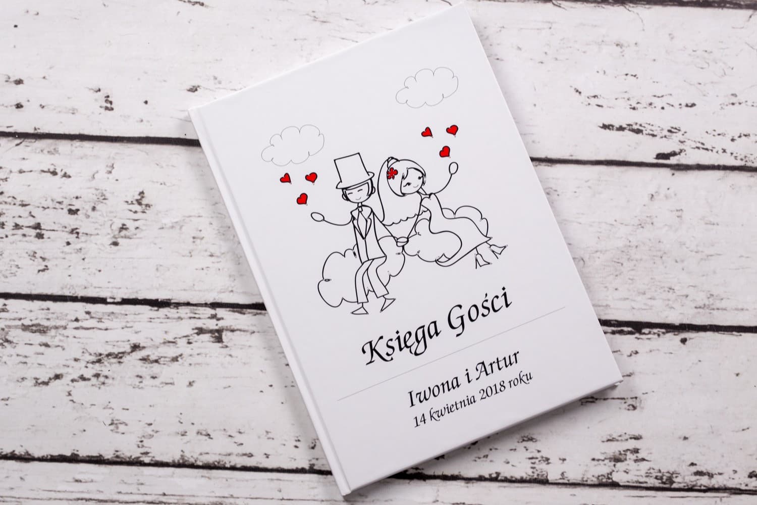 Śmieszna Księga Gości z Rysunkiem Pary na Rowerze | Personalizowana Księga Gości Weselnych | Bueno nr 3