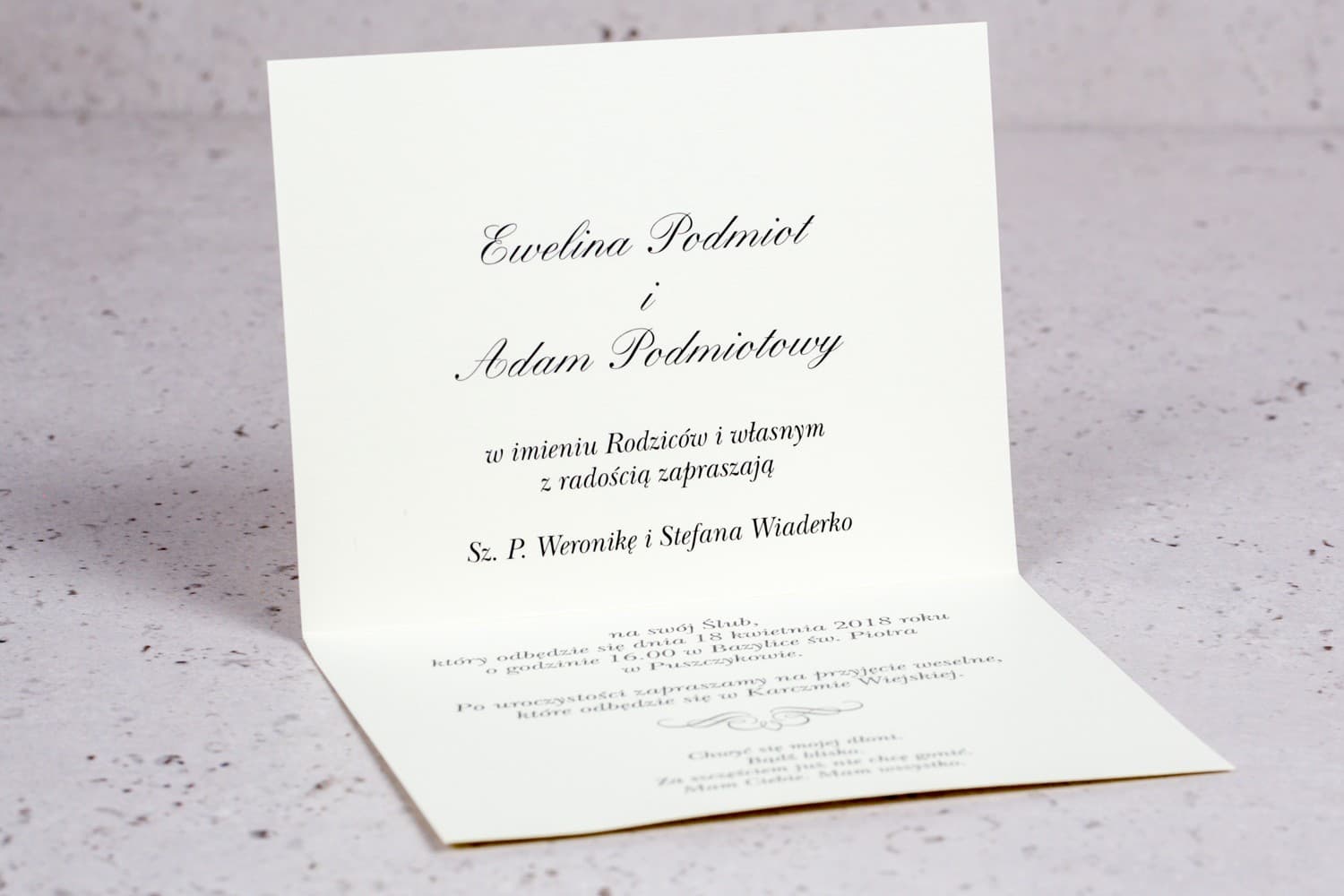 Zaproszenia ślubne klasyczne ecru z subtelnym ornamentem – Arte nr 4 - 2