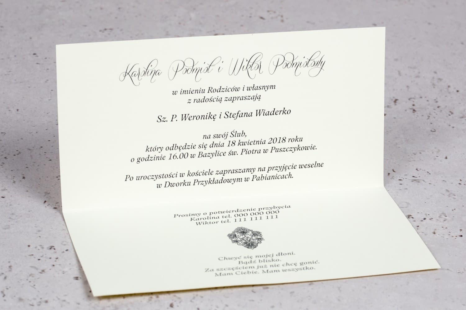 Zaproszenia ślubne glamour z brązową owijką i cyrkonią – Moreno nr 6 - 2