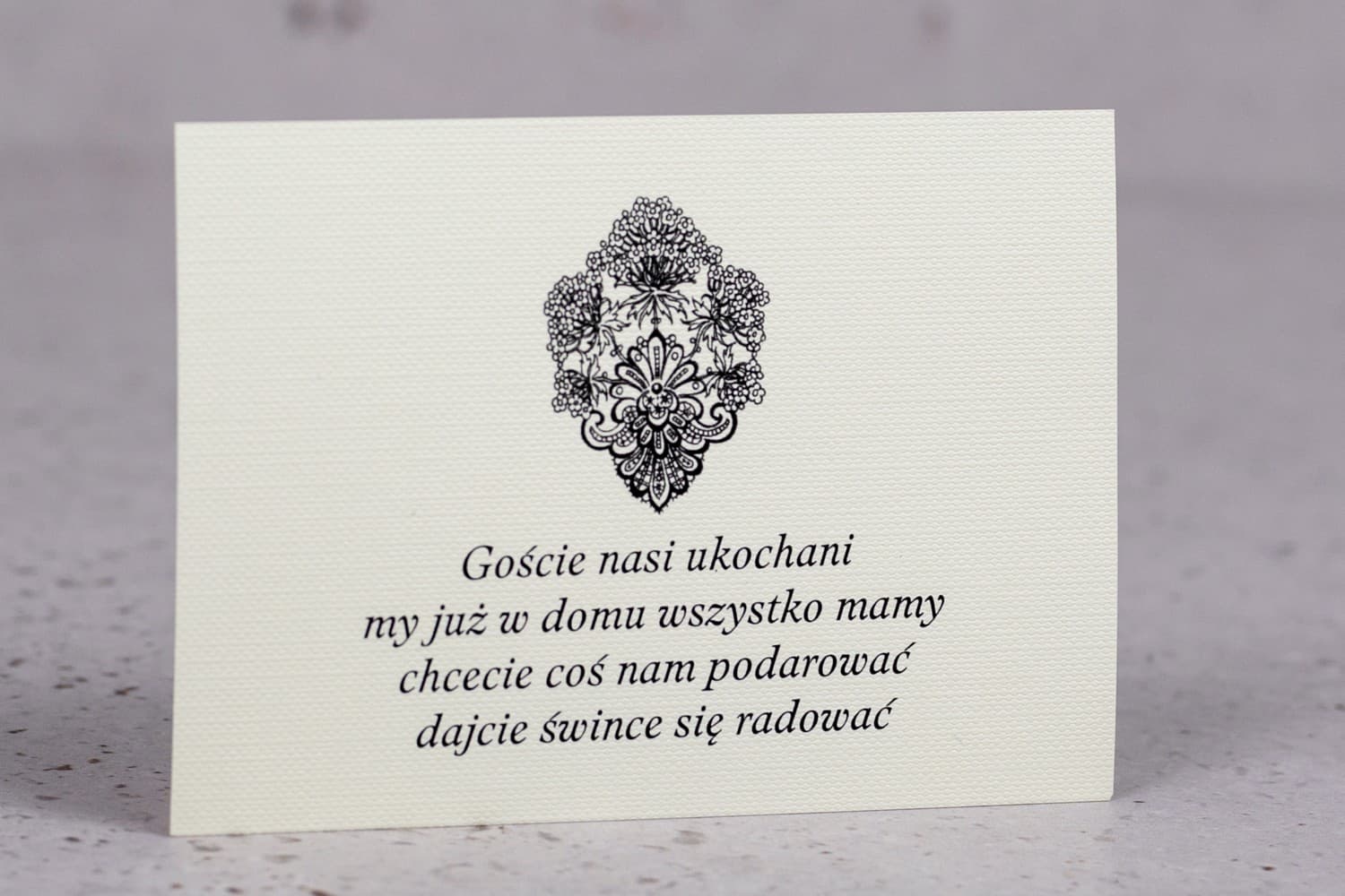 Elegancki Bilecik do Zaproszeń Ślubnych | Wkładka RSVP, o Prezentach, Noclegu | Moreno nr 6