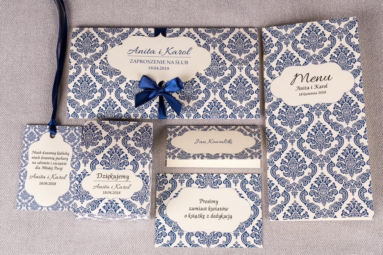 Zestaw Próbek Papeterii Ślubnej z Ornamentami | Próbki Zaproszeń Ślubnych Eleganckie | Madras nr 2