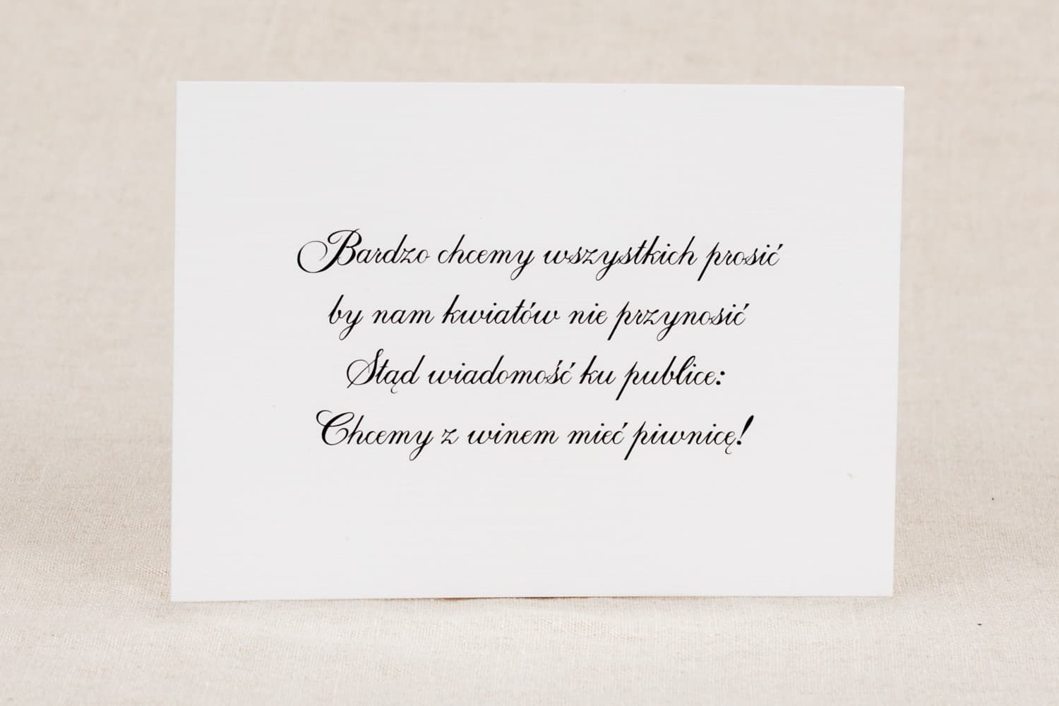 Elegancki Bilecik na Papierze Lnianym, Wkładka Informacyjna | Bileciki do Zaproszeń Ślubnych | Klaris nr 1