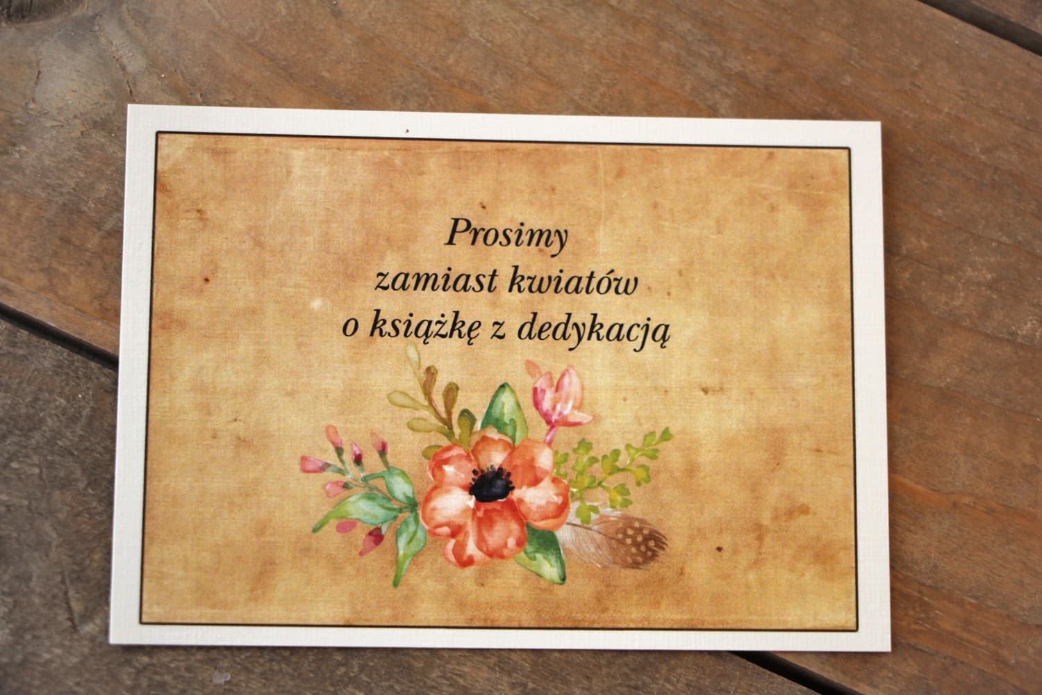 Kwiatowe bileciki do zaproszeń boho, rustykalne wkładki | Personalizowane dodatki do zaproszeń | Karmelowe nr 4