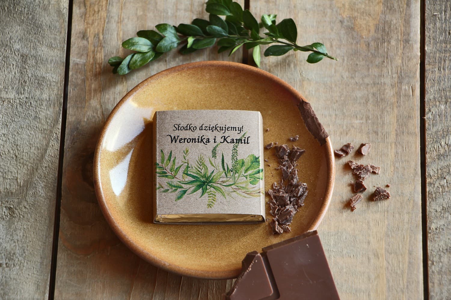 Czekoladka Ślubna Greenery z Motywem Leśnym | Podziękowania dla Gości Weselnych | Owoce Leśne nr 2