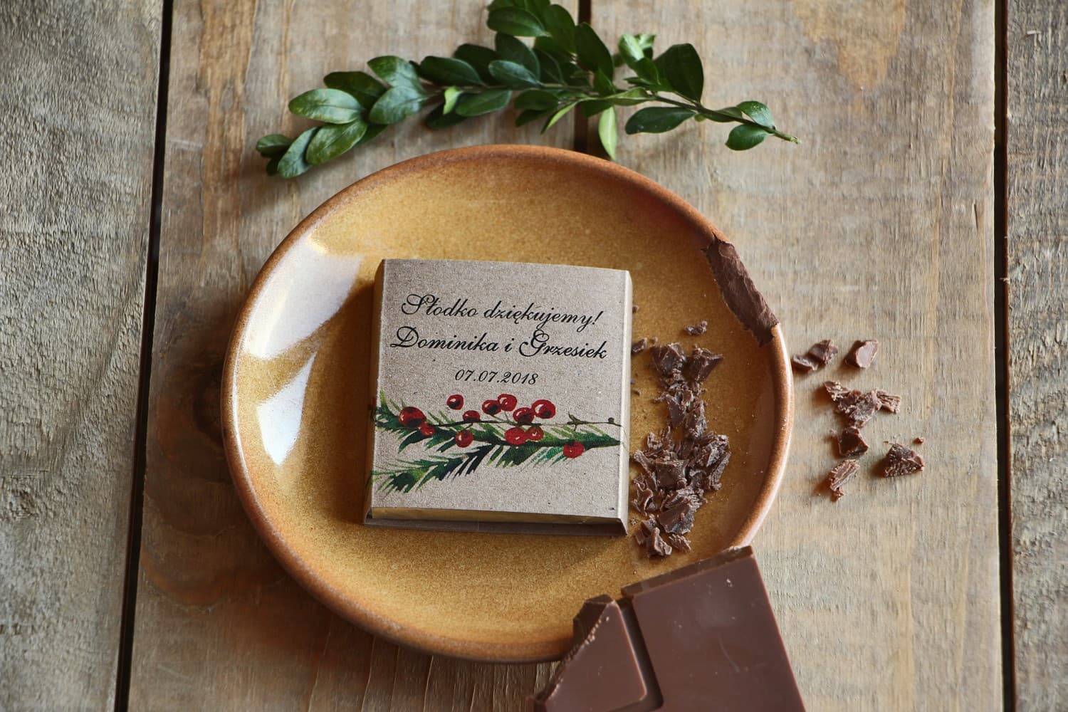 Słodkie Podziękowania dla Gości, Czekoladki z Jarzębiną | Personalizowane Upominki Weselne | Owoce Leśne nr 8
