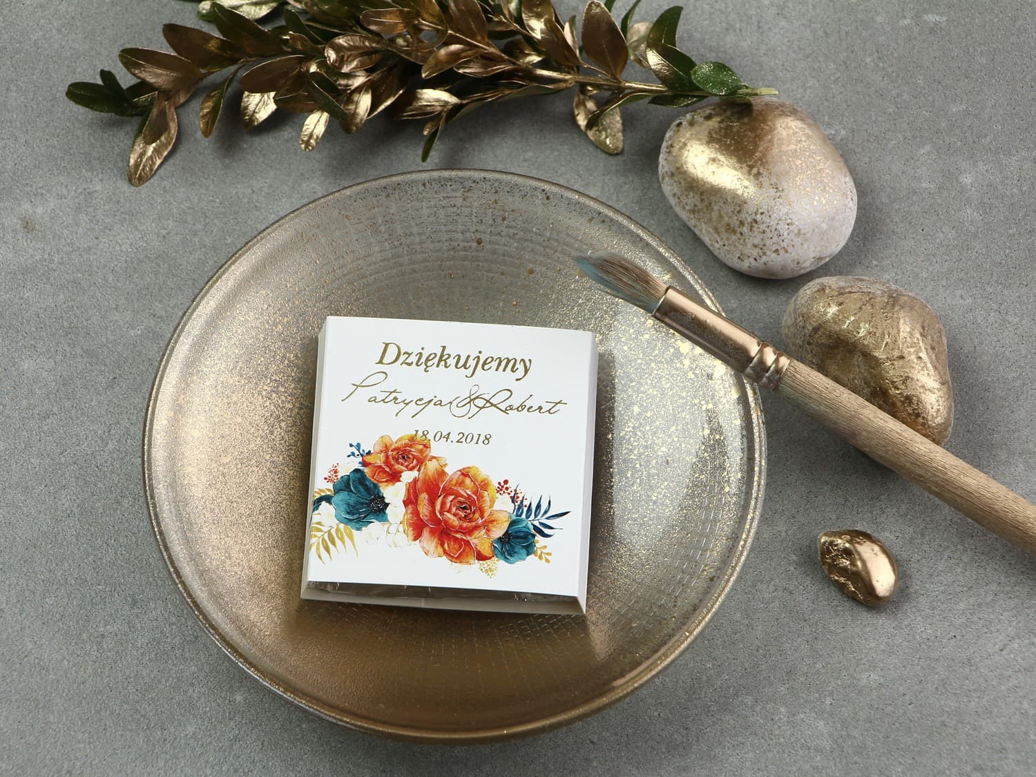 Złocone Czekoladki z Kwiatami Anemonów | Podziękowania dla Gości Weselnych | Cykade nr 6