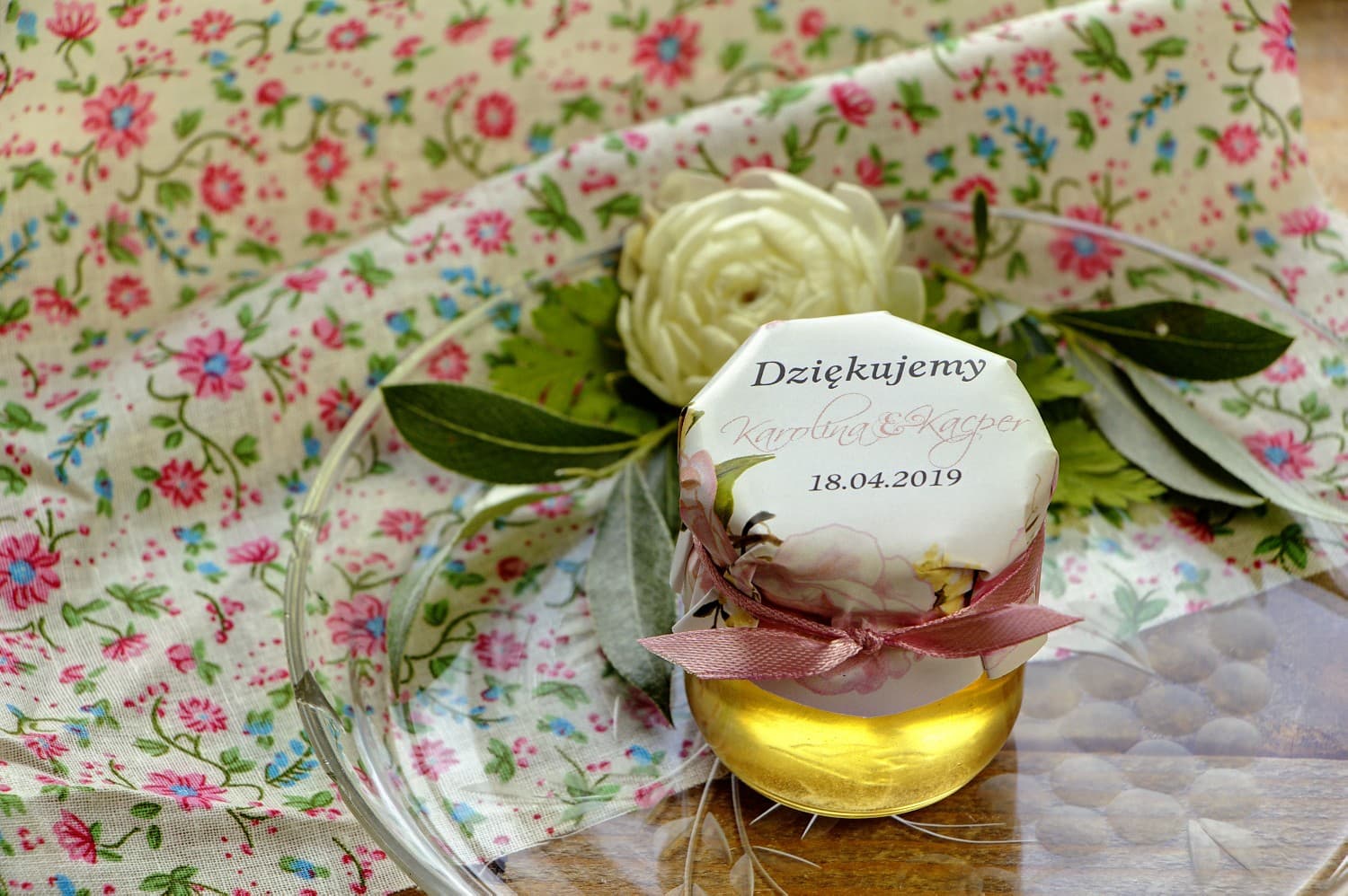 Polski Miód w Słoiczku Akwarele nr 8 – Słodkie Podziękowanie z Motywem Róż