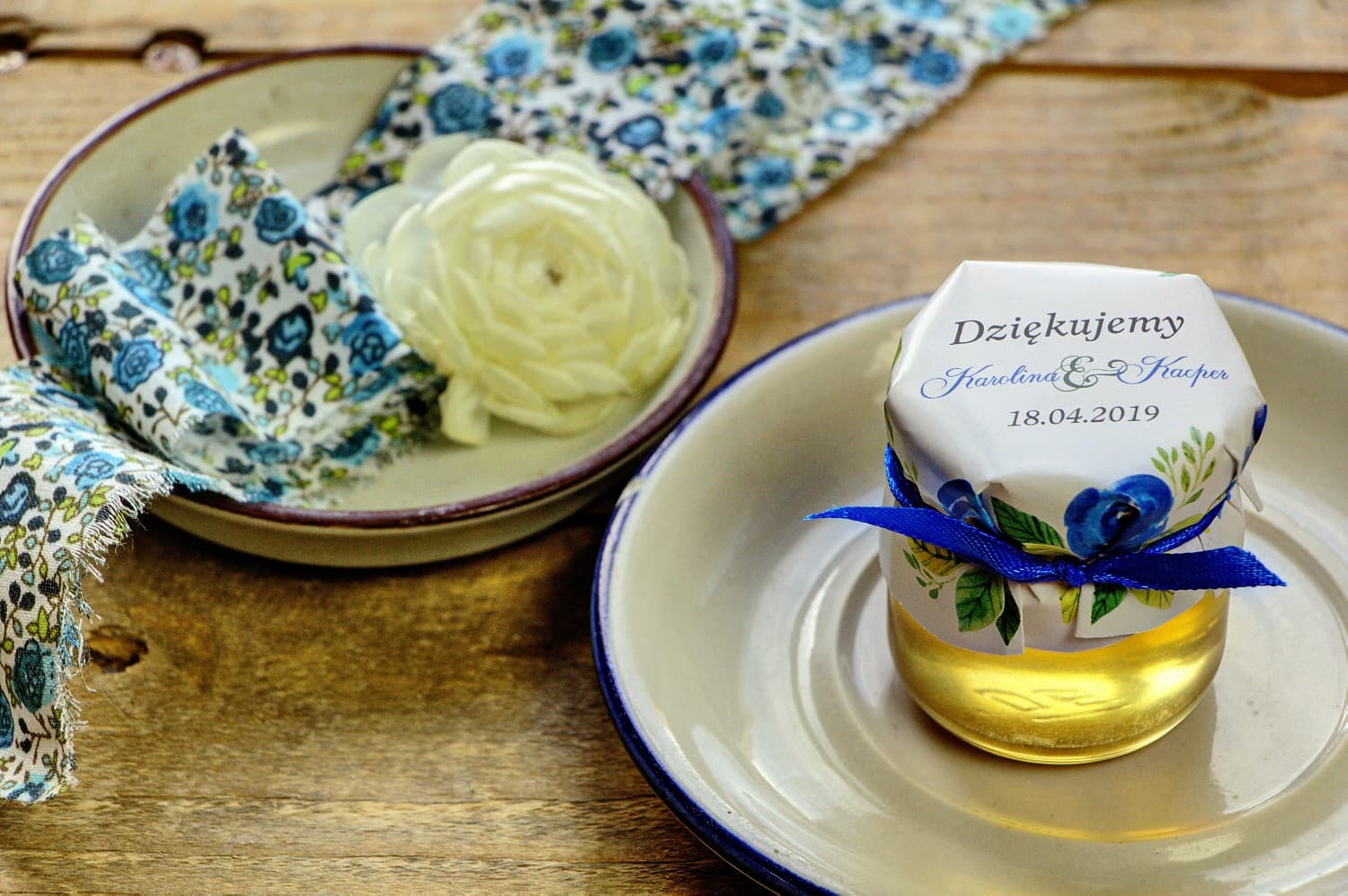 Miodki Ślubne Akwarele nr 10 – Słodkie Podziękowanie z Niebieską Różą