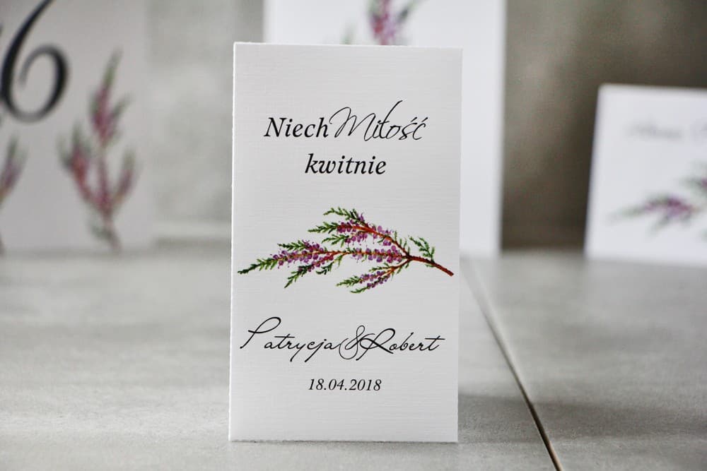 Nasiona Niezapominajki z motywem wrzosu, ekologiczne i personalizowane | Podziękowania dla Gości Weselnych | Pistacjowe nr 22