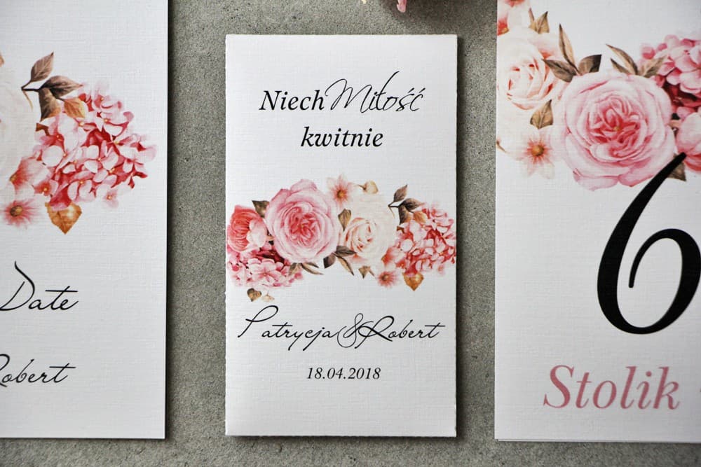 Podziękowania dla Gości Nasiona Niezapominajki w Torebce z Motywem Róż | Oryginalne Upominki Weselne | Pistacjowe nr 23