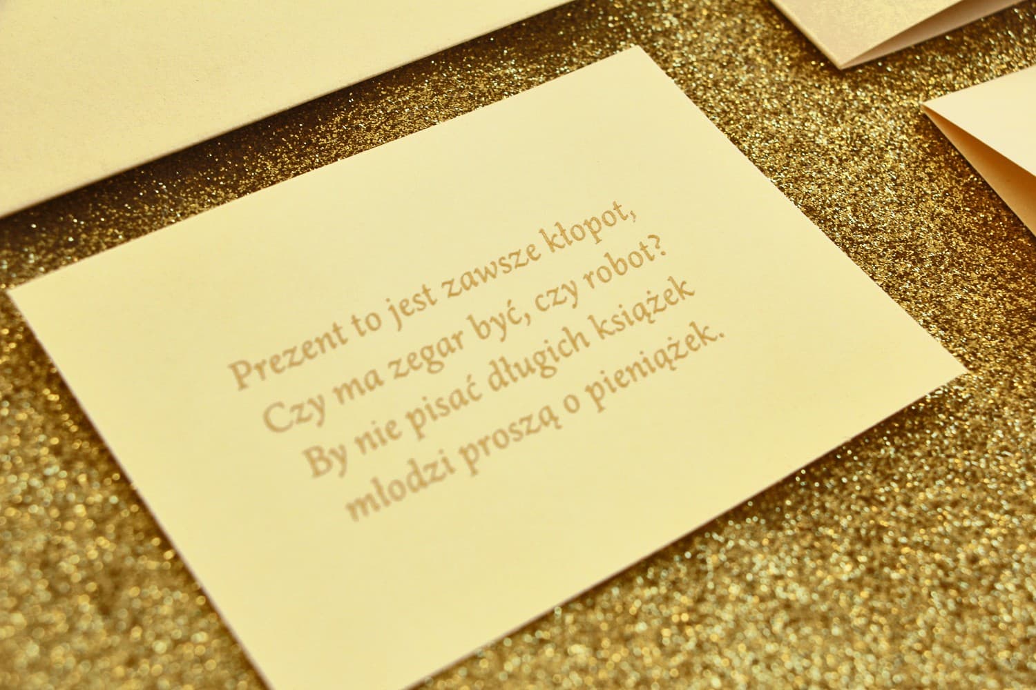 Złocone Bileciki do Zaproszeń Waniliowe | Wkładki Informacyjne do Zaproszeń Ślubnych Glamour | Glamour nr 5