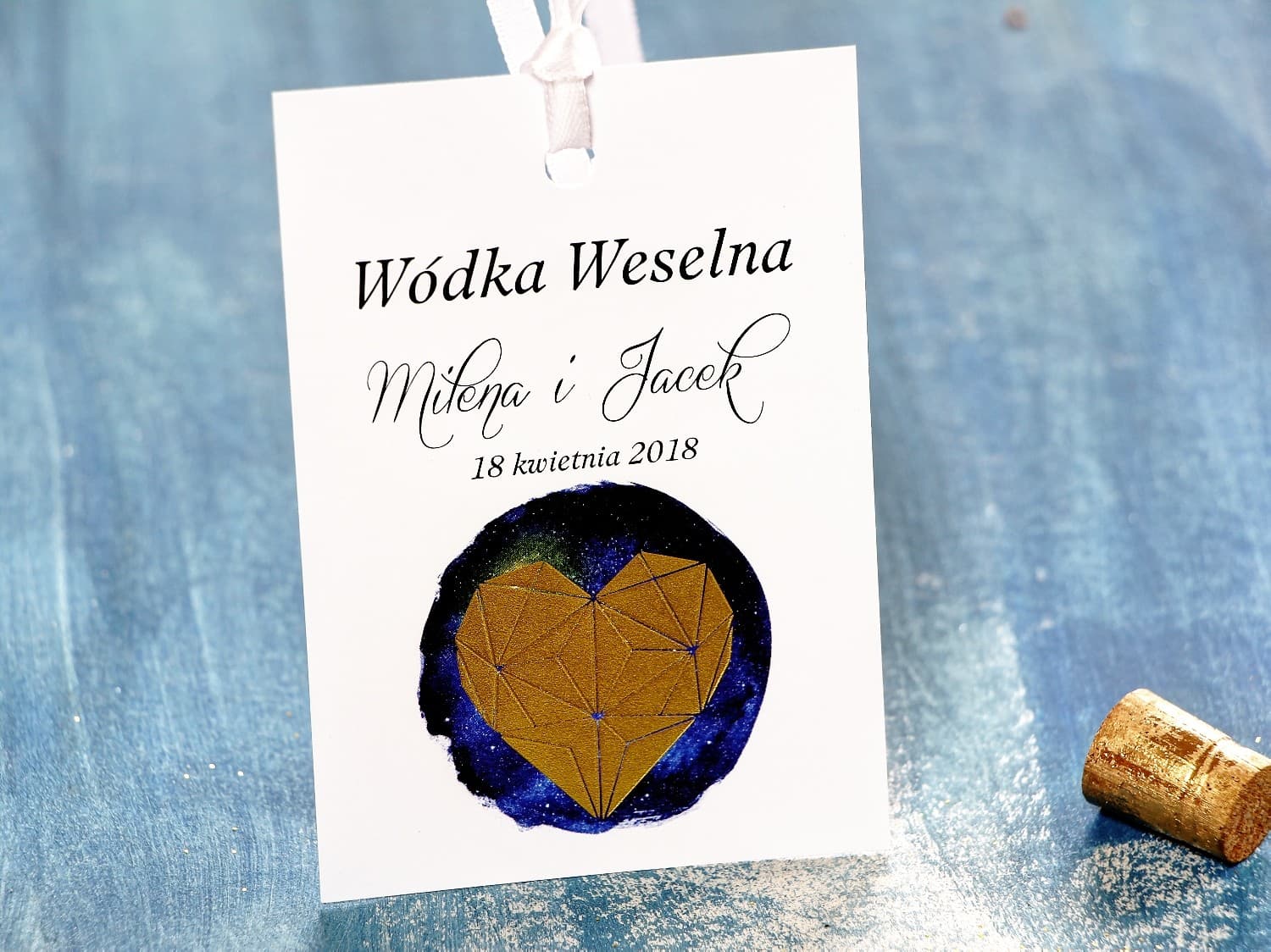 Złocone Zawieszki na Alkohol, Motyw Nocnego Nieba | Przywieszki na Wódkę Weselną | Księżycowa Noc nr 1