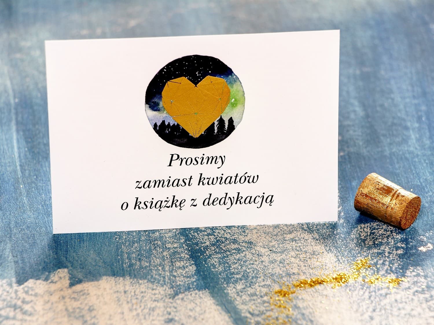 Złocony bilecik do zaproszeń z prośbą o prezenty | Wkładka zamiast kwiatów | Księżycowa Noc nr 4