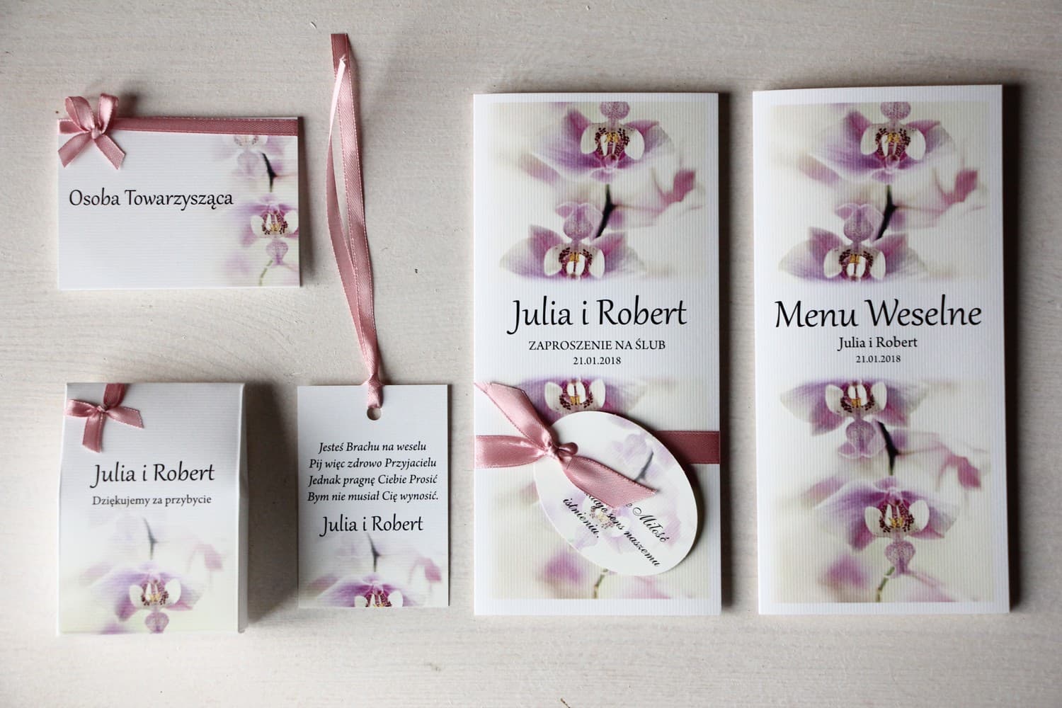 Próbki Zaproszeń Ślubnych Zestaw z Orchideą | Papeteria Ślubna, Dodatki | Magnet nr 13