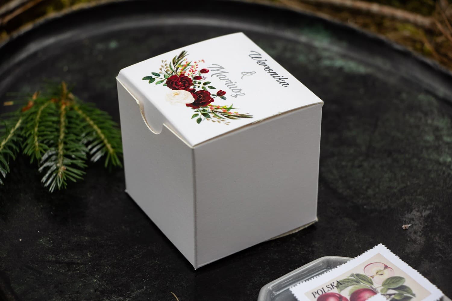 Srebrzone Pudełeczka z Piwoniami na Słodkości | Podziękowania dla Gości Weselnych | Orini nr 3