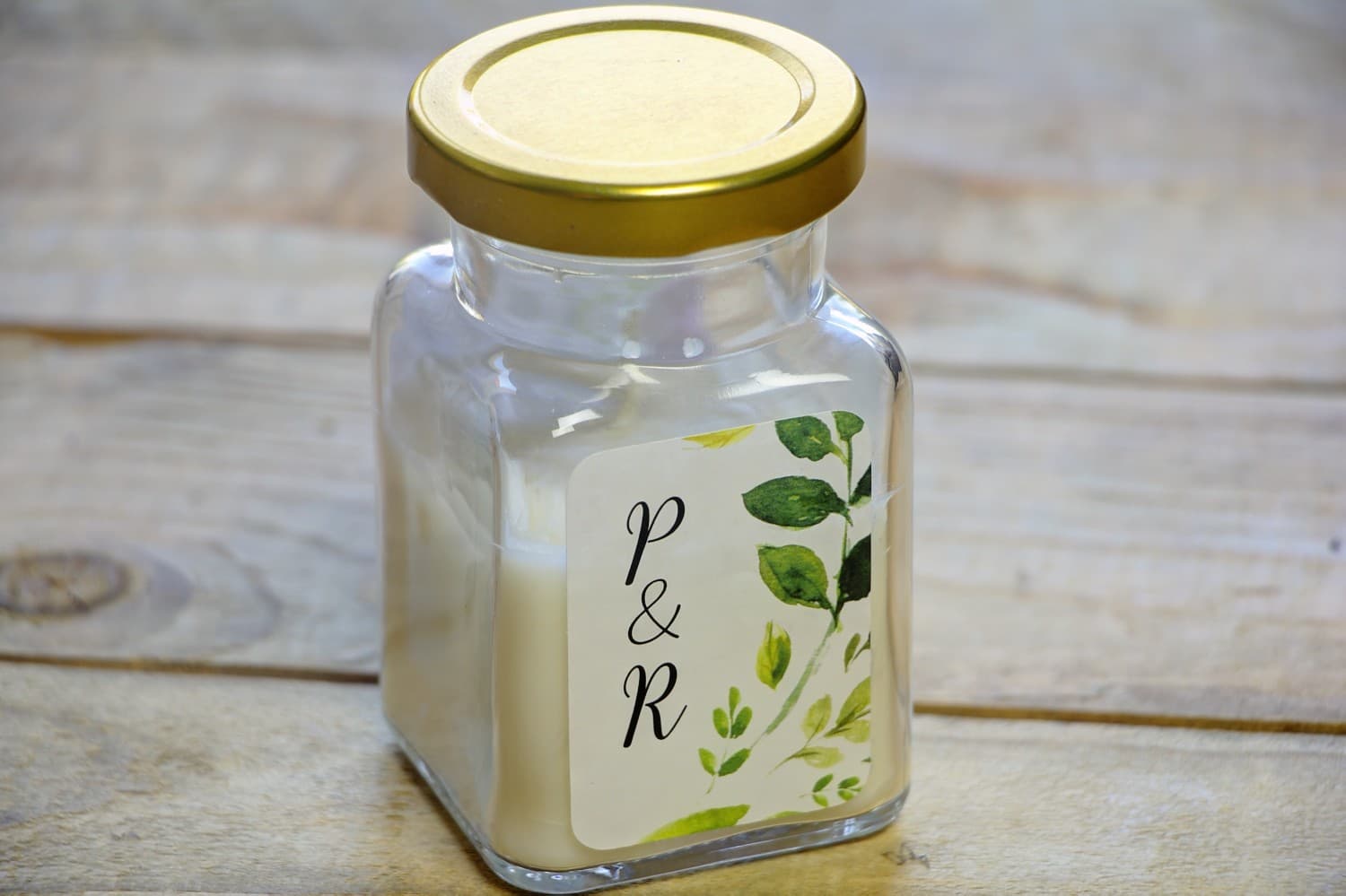 Świeczka Sojowa Akwarele nr 23 – Podziękowanie dla Gości w Stylu Greenery