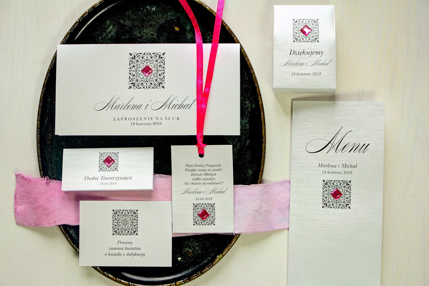 Zaproszenia Na Wesele Brenet nr 2 – Minimalistyczne z Cyrkonią - 3