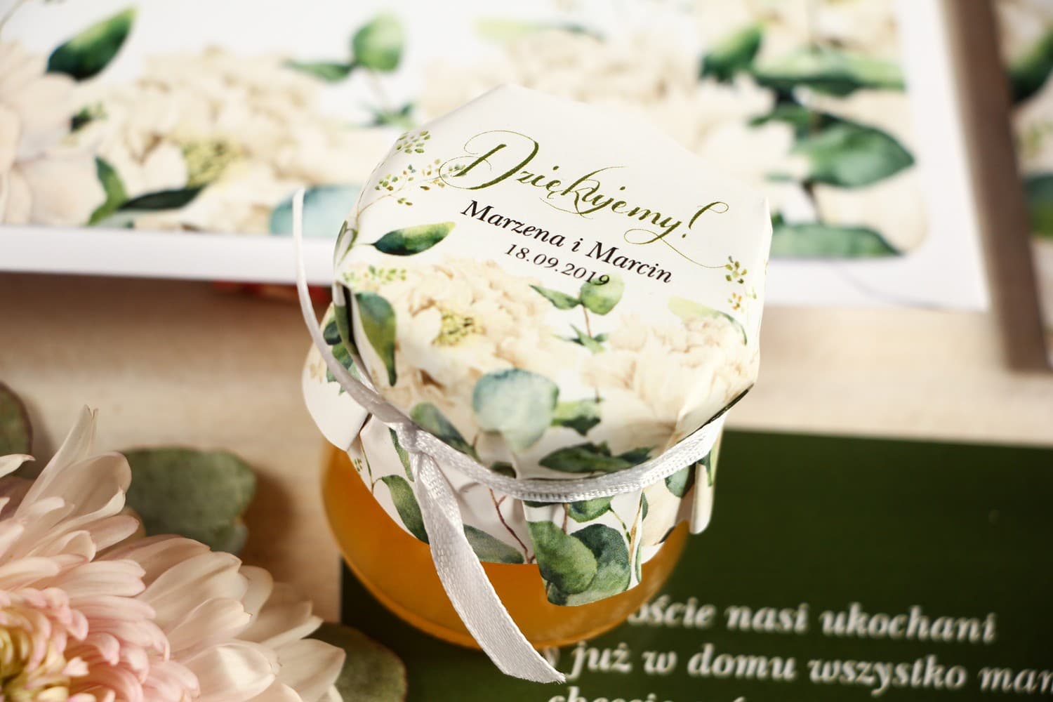 Miodki Ślubne Aurum Nr 3 – Słodkie Podziękowanie z Piwonią i Eukaliptusem
