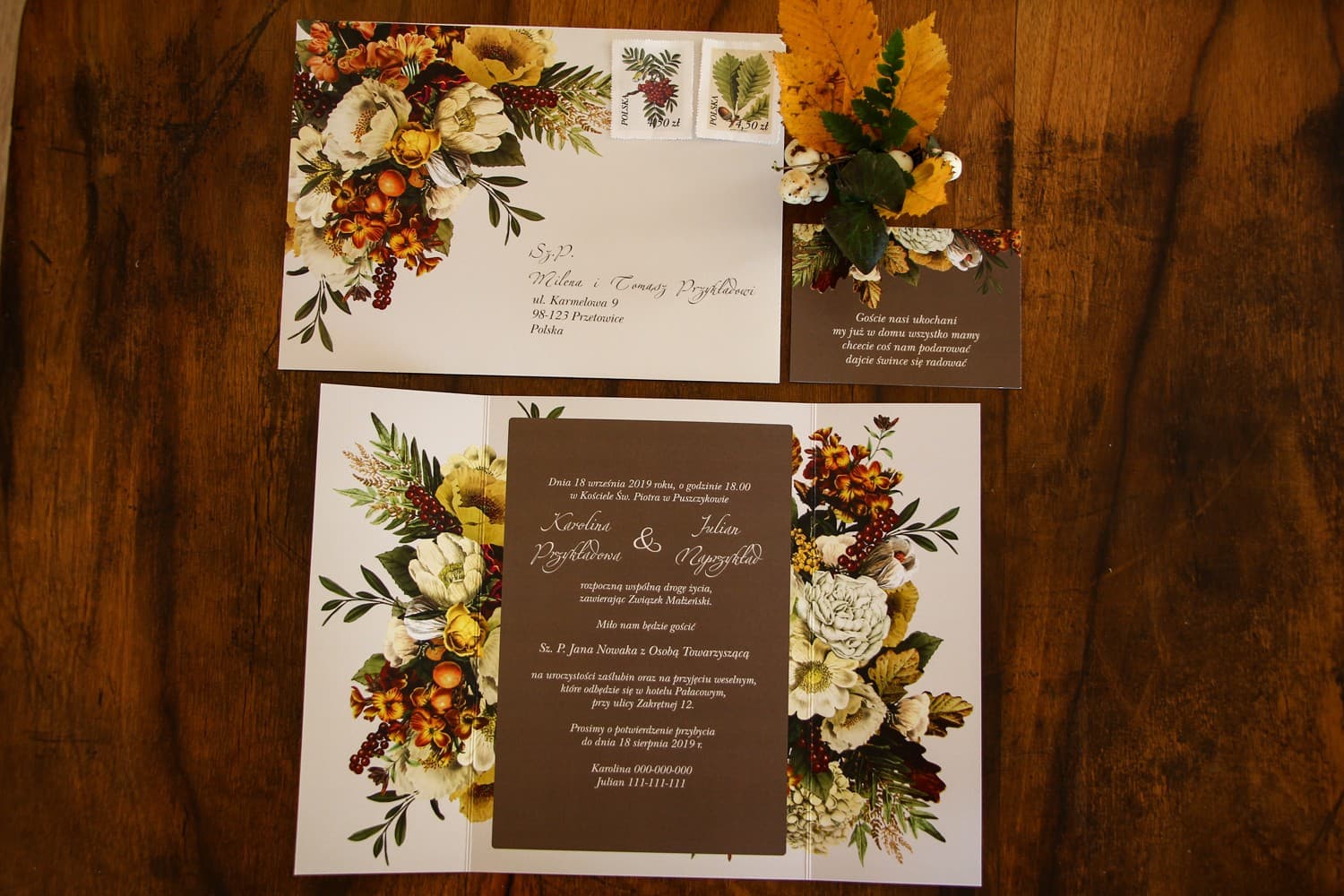 Zaproszenia Weselne Eteryczne nr 1 – Vintage i Jesienne Kwiaty - 2