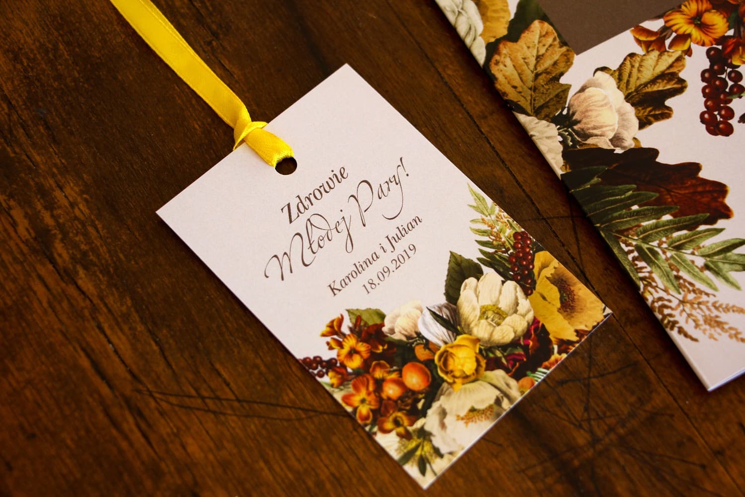 Botaniczne Zawieszki na Wódkę Weselną Vintage | Etykiety na Alkohol z Wierszykiem | Eteryczne nr 1