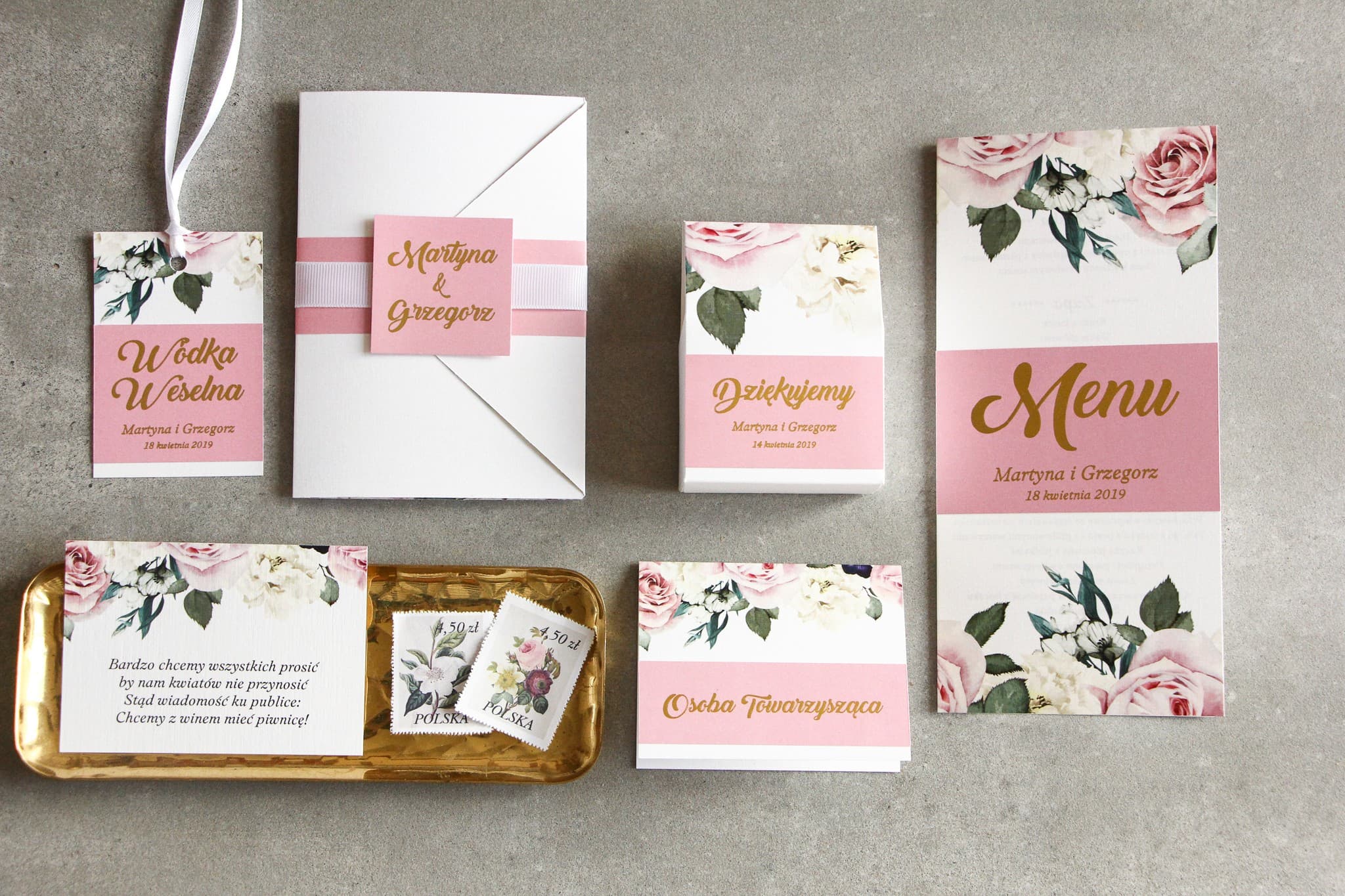 Zaproszenia ślubne glamour z owijką i złoconymi piwoniami – Lotaro nr 4 - 3