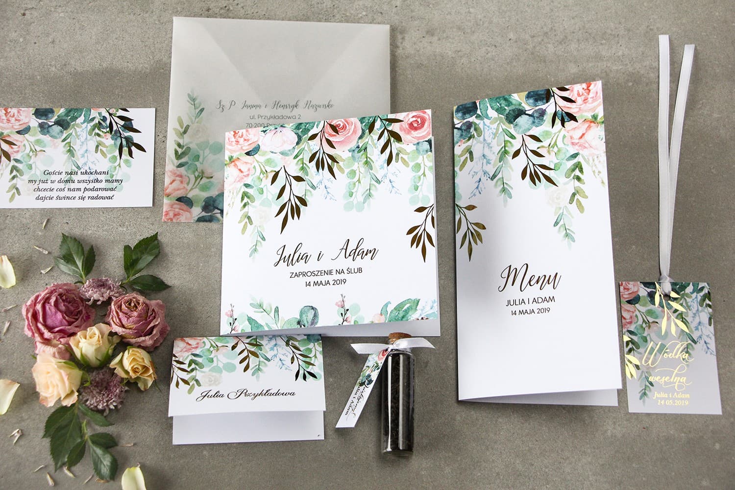 Próbki Zaproszeń Rubin nr 2 – Styl Glamour z Różową Piwonią