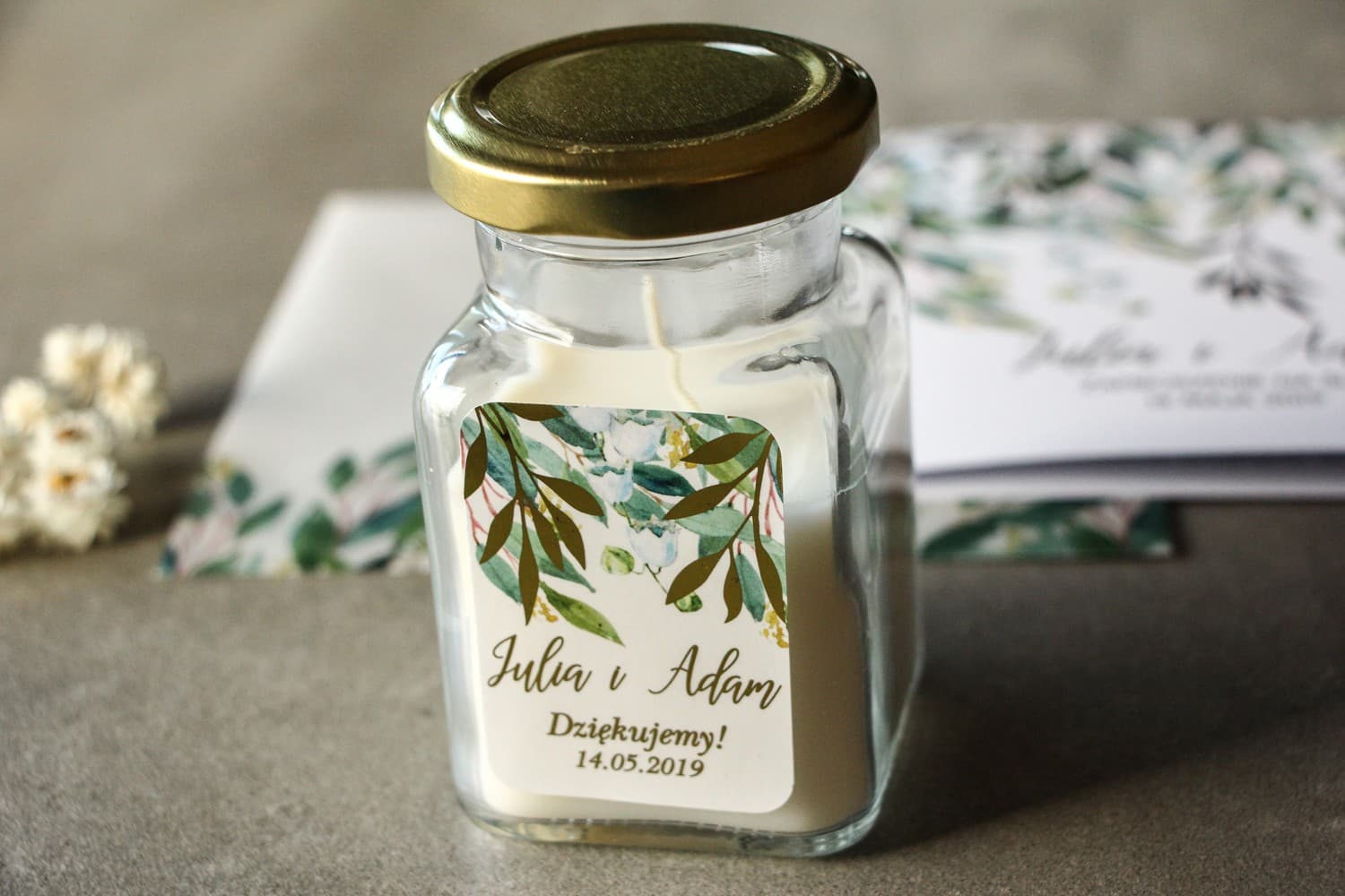 Podziękowania dla Gości Rubin nr 4 – Świeczka Sojowa z Motywem Konwalii