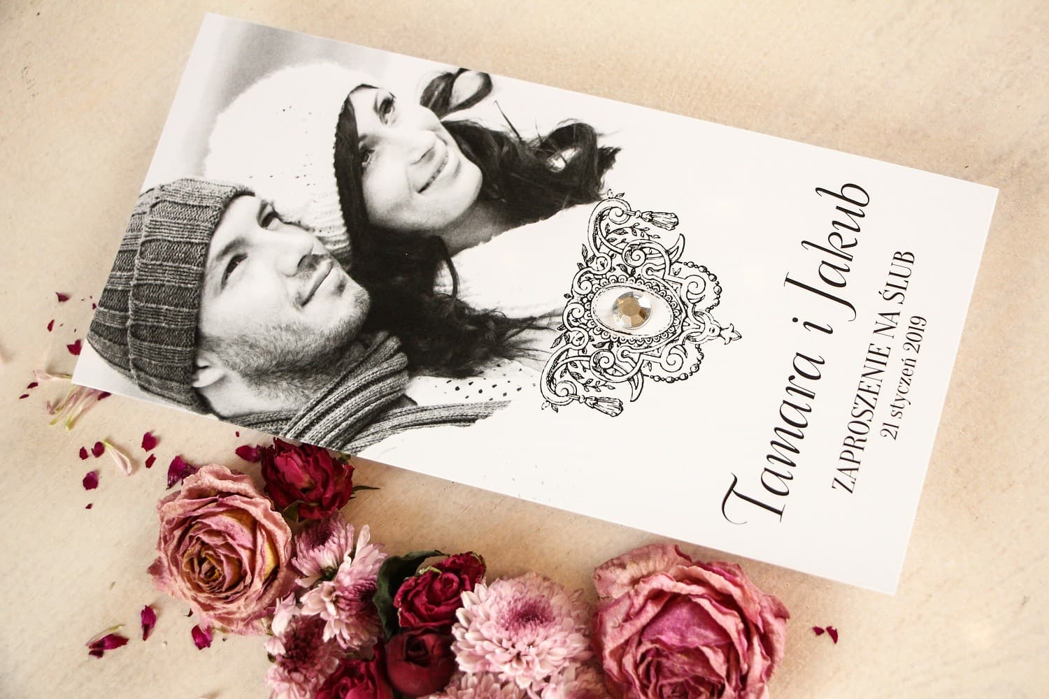 Zaproszenia ślubne z własnym zdjęciem i błyszczącą cyrkonią – Ze Zdjęciem nr 2 - 2
