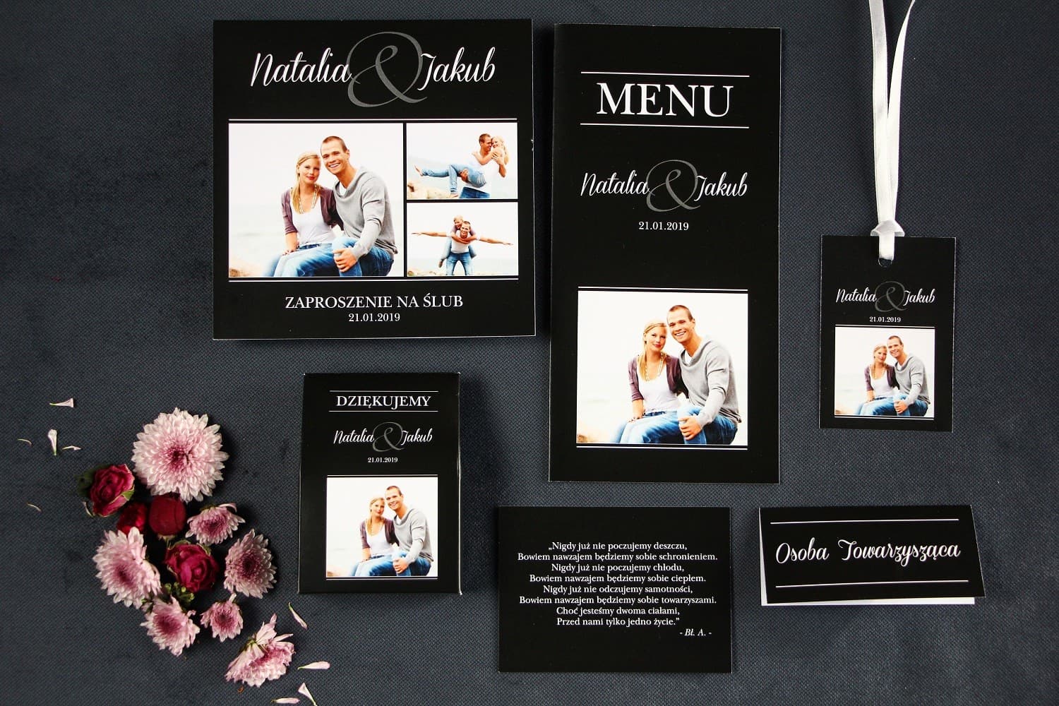 Próbki Zaproszeń Ślubnych ze Zdjęciem | Zestaw Papeterii do Oceny Jakości | Ze Zdjęciem nr 1