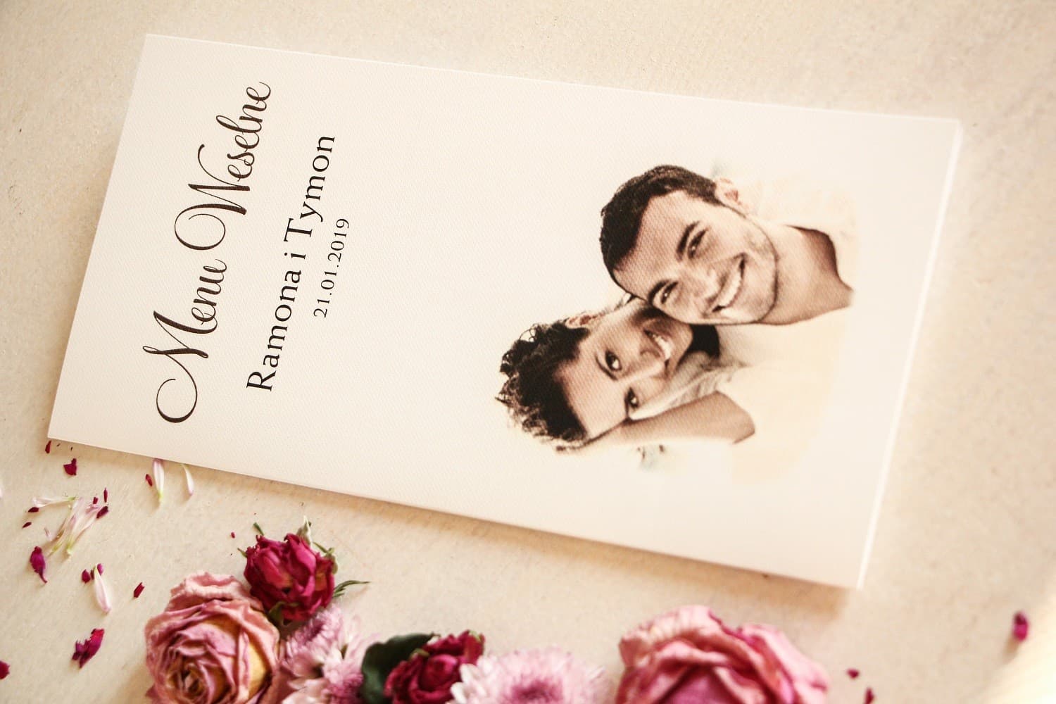 Menu Weselne ze Zdjęciem Personalizowane | Karta Dań na Wesele z Foto | Ze Zdjęciem nr 3