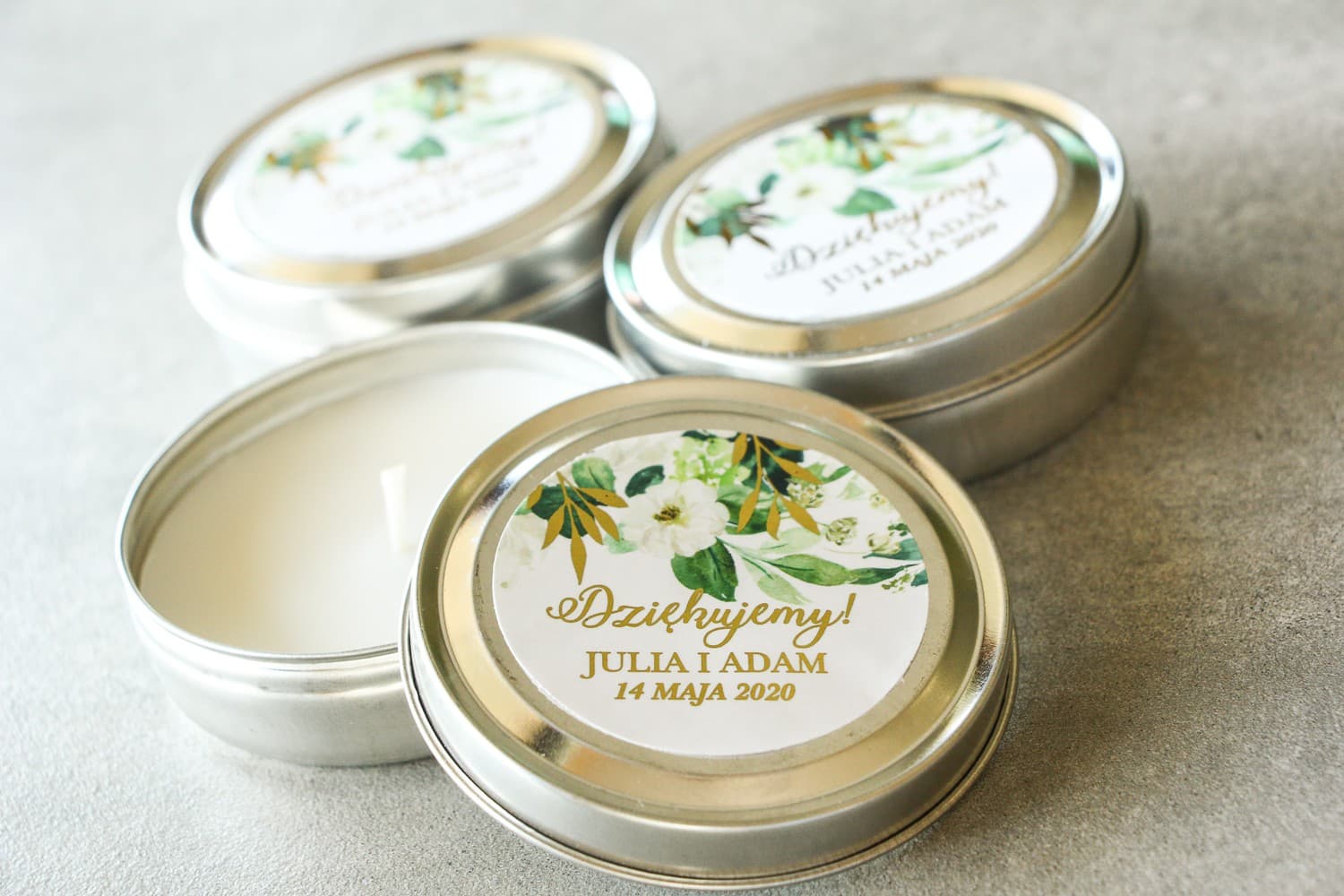 Świeczka Zapachowa Rubin nr 1 – Eleganckie Podziękowania dla Gości ze Złoceniem