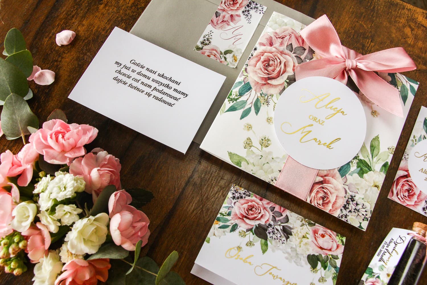 Zaproszenia na Wesele Soreli nr 3 – Styl Glamour z Pudrową Różą - 2