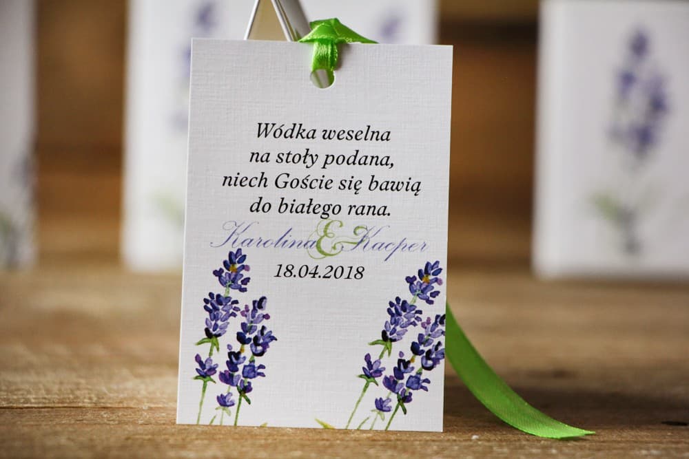 Jesienne Zawieszki na Alkohol Lawenda Akwarela, Personalizowane | Zawieszki na Wódkę Weselną | Akwarele nr 14