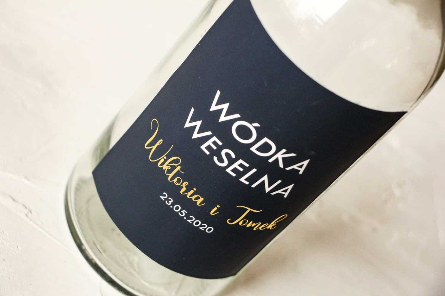 Złocone Etykiety na Wódkę Granatowe Eleganckie | Naklejki na Alkohol Weselny Glamour | Emerald nr 1