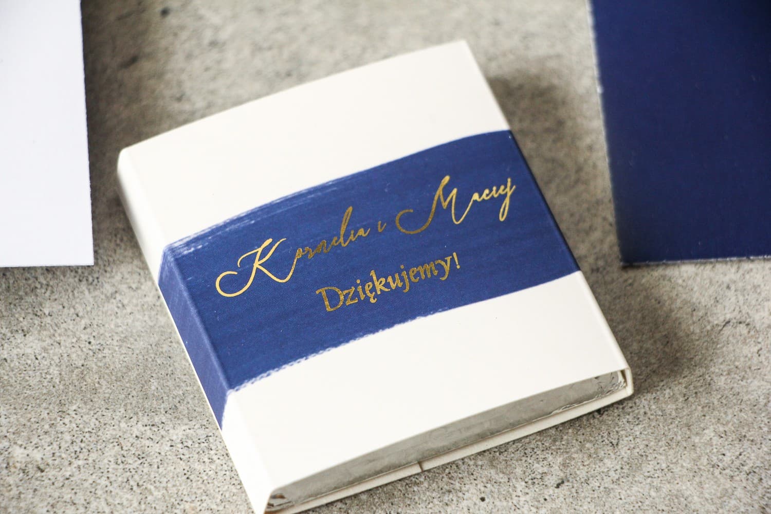 Czekoladki Ślubne Granatowa Akwarela Złoty Napis | Podziękowania dla Gości Weselnych | Verte nr 3