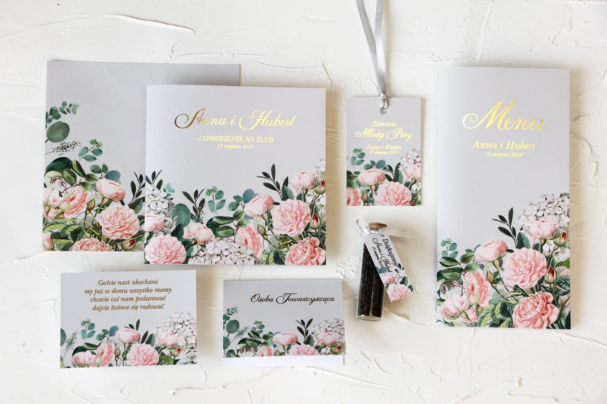 Próbki Złocone Granatowe Zaproszenia Ślubne | Zestaw Próbek Papeterii | Szafirowe nr 2