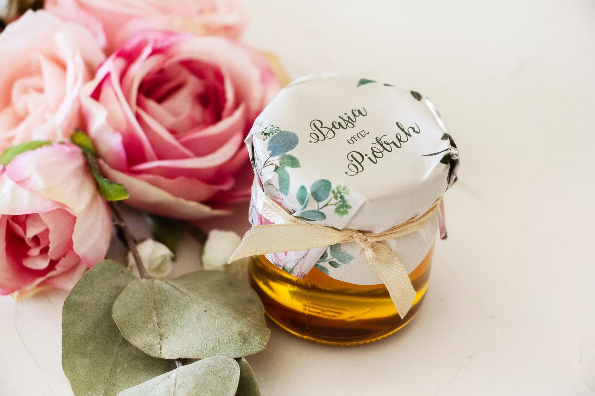 Miodki Ślubne Korani nr 1 – Naturalne Podziękowanie z motywem Róż i Hortensji