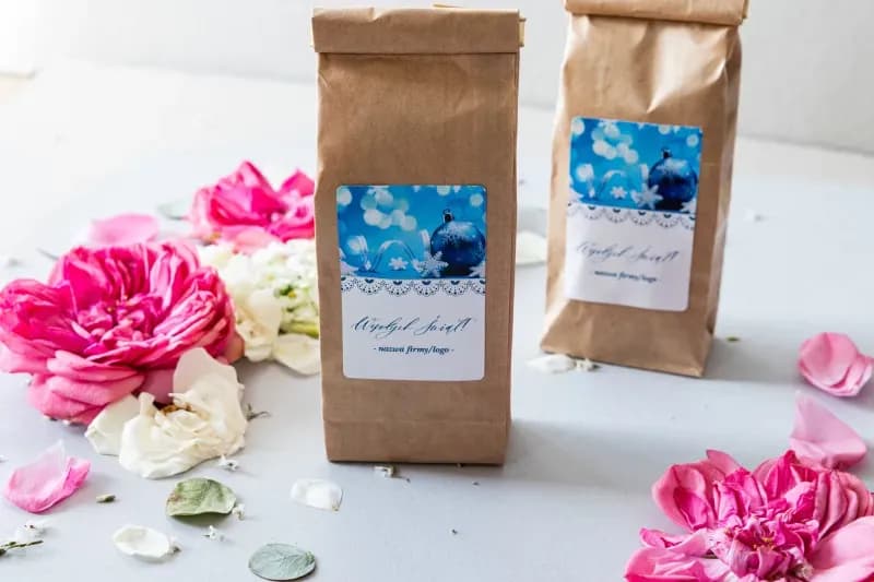 Herbata czarna firmowa personalizowana, świąteczna bombka kwiatowy wzór | Upominek dla klientów | T4