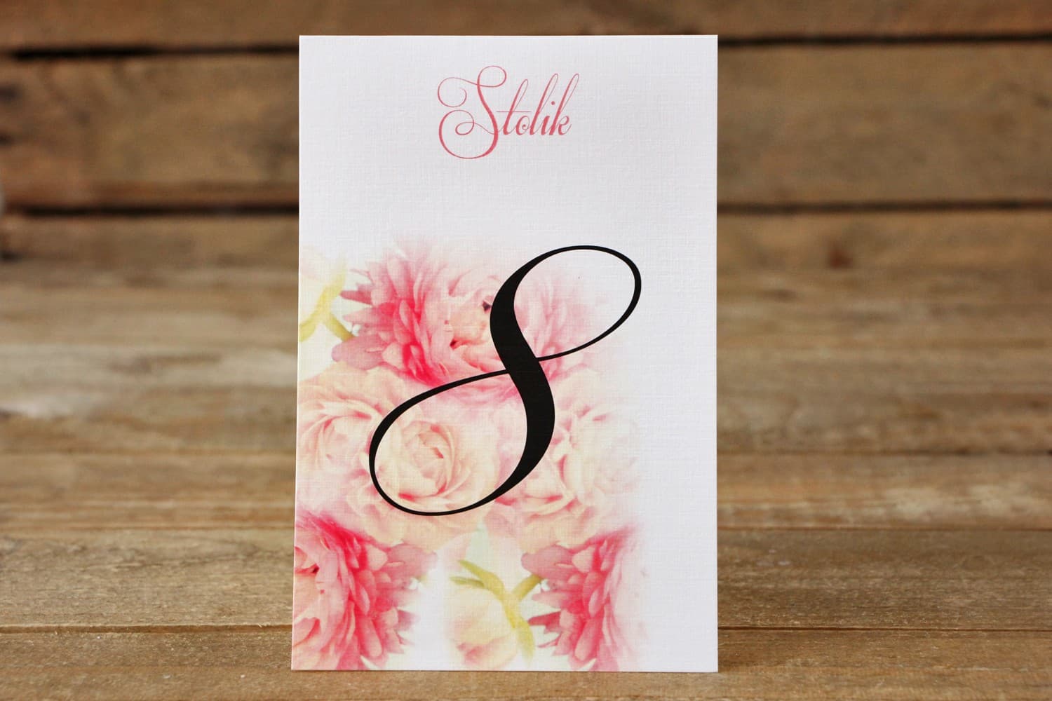 Romantyczne numerki na stół weselny z piwoniami | Kwiatowe oznaczenia stołów | Malowane Kwiaty nr 9